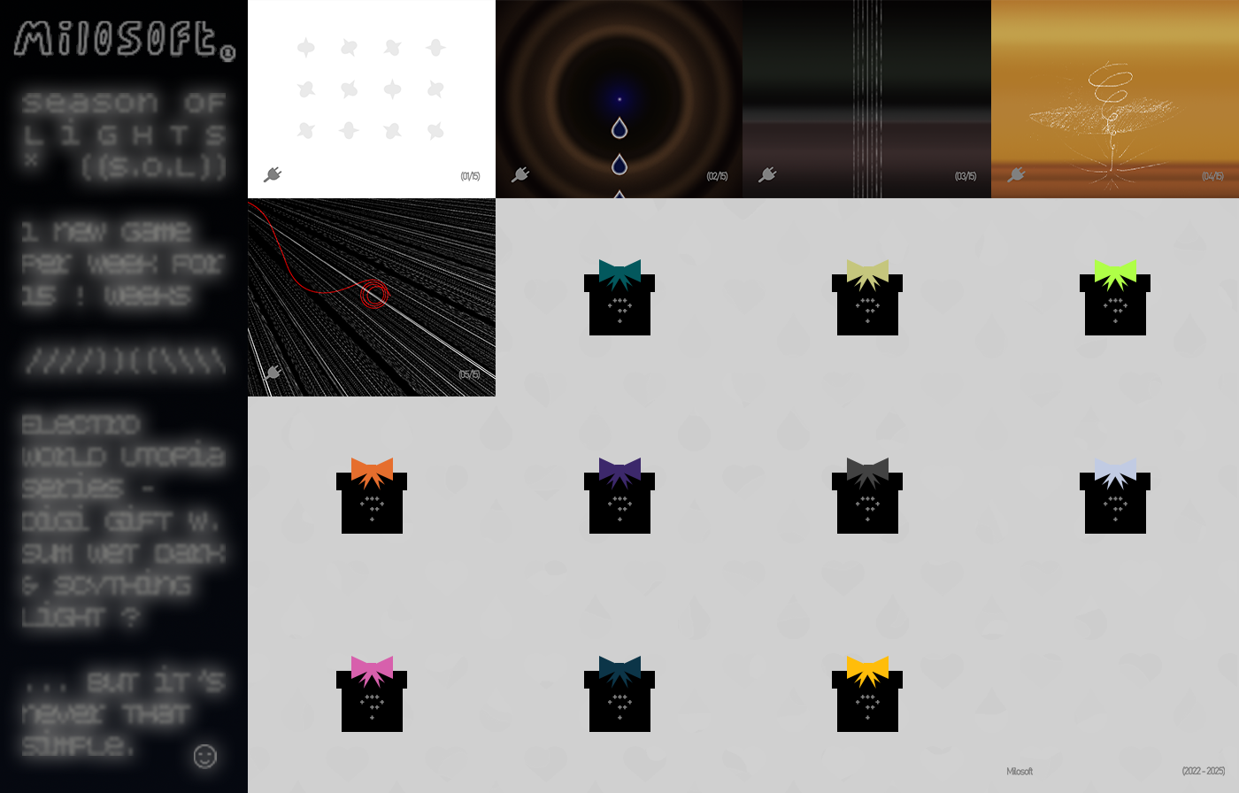 Series of graphic gift boxes, each linked to one of 15 games, releasing one per week for 15 weeks